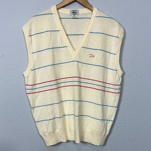 Vintage Izod Lacoste Cream V-Neck Sweater Vest‎